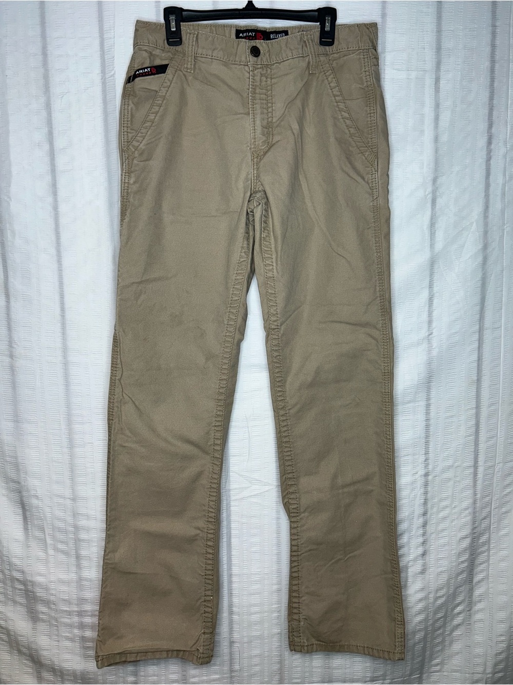 Ariat FR M4 Relaxed Carpenter Boot Cut Pants Khaki Men 32x36 Westex Canvas EUC